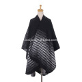 Moda mujer Jacquard ombre invierno señoras poncho abrigos